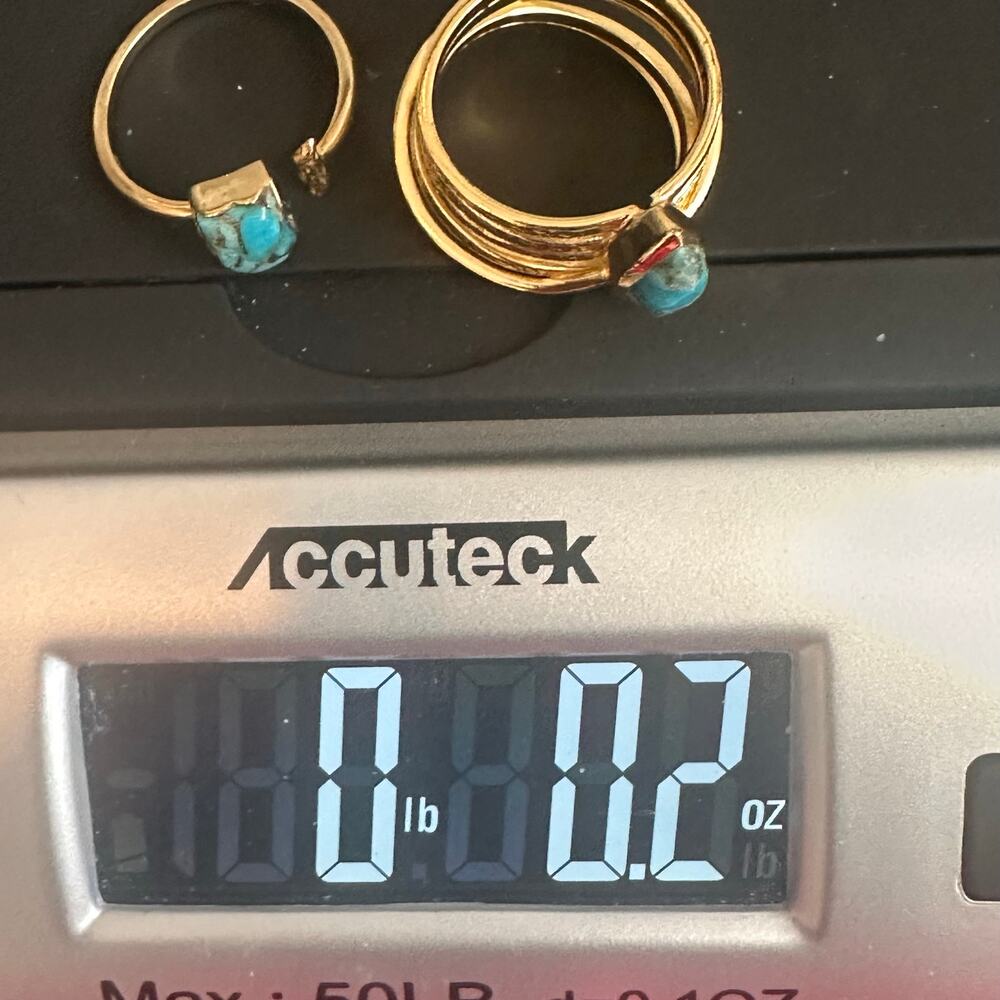 BYCILA Gold Plated over Sterling Ring Set of 2 Blue MARINA CONNIE Size 9 - Picture 7 of 10